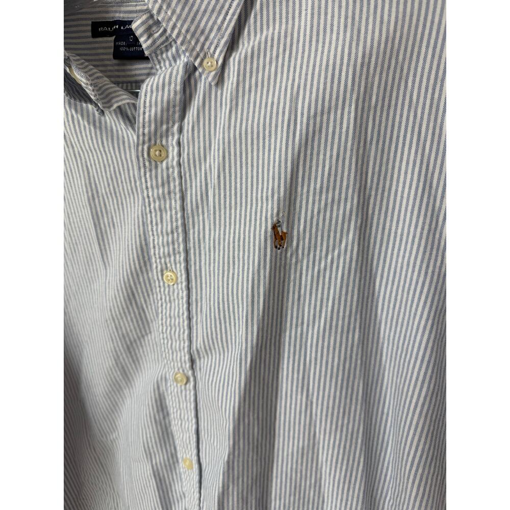 Vintage Ralph Lauren Sport 100% Cotton Striped Button Down Top Size 10 - Picture 3 of 6